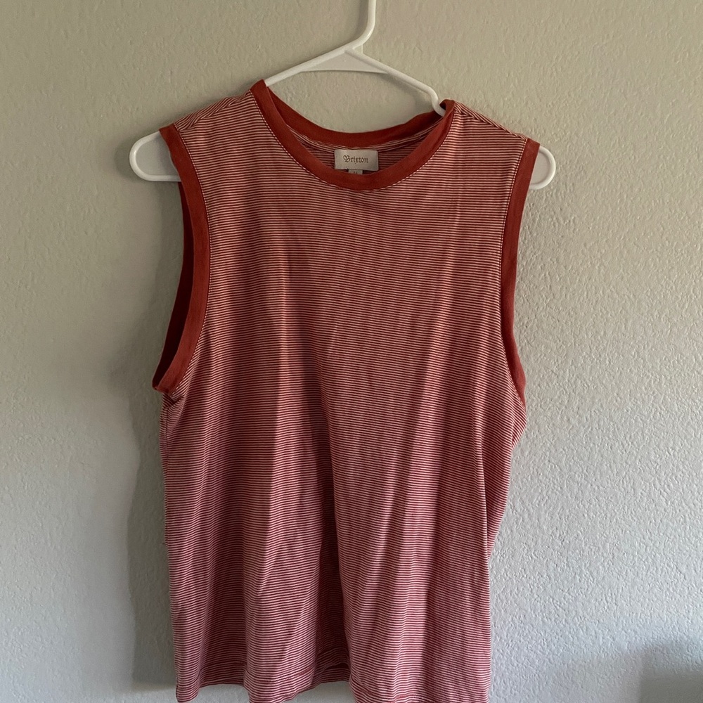 Brixton Red and White Striped Muscle Tee